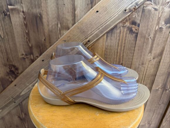 CROCS Shoes - Crocs Women’s T-Strap Slingback Comfort Sandals Tan Size 8